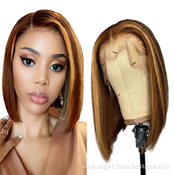 Wholesale 10a 12a space brazilian guarantee hair vendor short bob cut super double drawn ombre 1b 27 cheap pixie curl weave wigs
